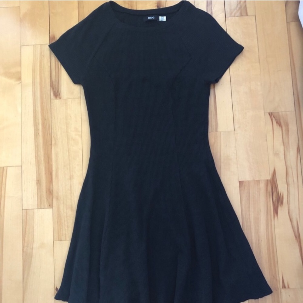 BDG Ribbed Black Mini Dress